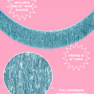 Aquamarine Fringe - blue foil banner