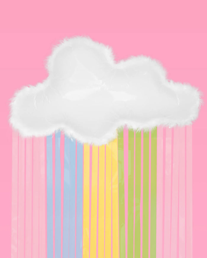 Rainbow Cloud Balloon - 27" feather trim balloon