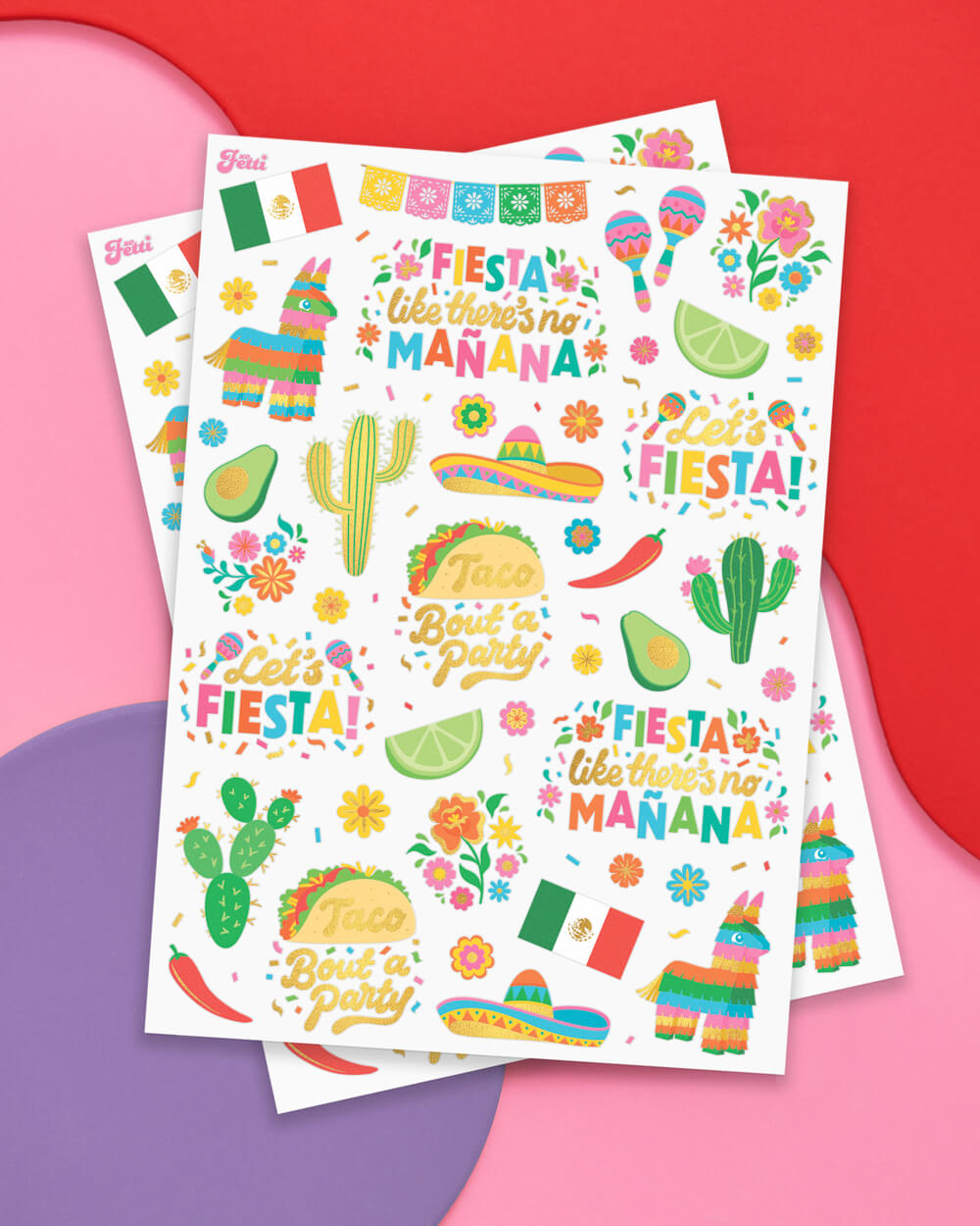 Let’s Fiesta Tats - 52 metallic temporary tattoos