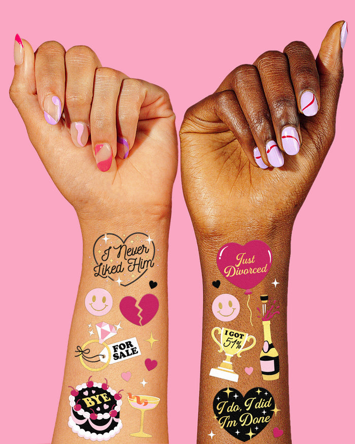 Just Divorced Tats - 60 foil temporary tattoos