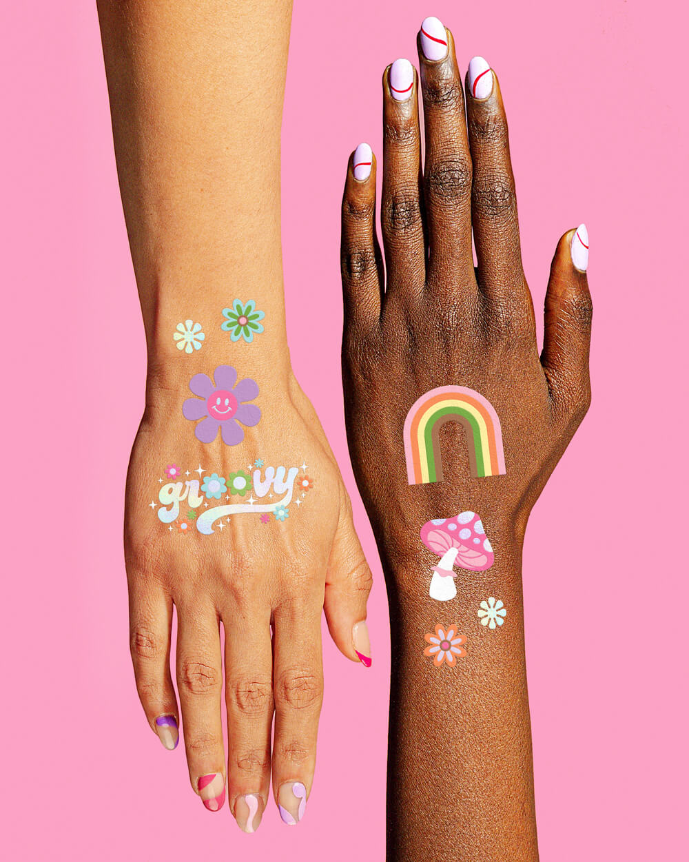 Totally Groovy Tats - 52 foil temporary tattoos