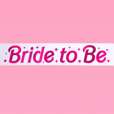 Let's Go Bride Sash - white silk + foil
