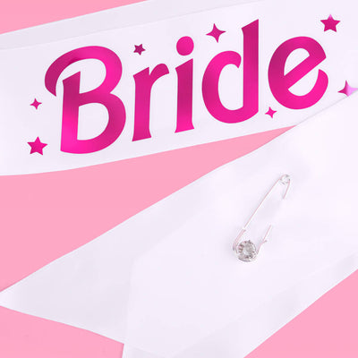 Let's Go Bride Sash - white silk + foil