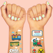 Train Temporary Tattoos - 48 metallic styles