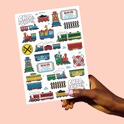 Train Temporary Tattoos - 48 metallic styles