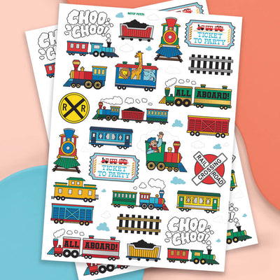Train Temporary Tattoos - 48 metallic styles