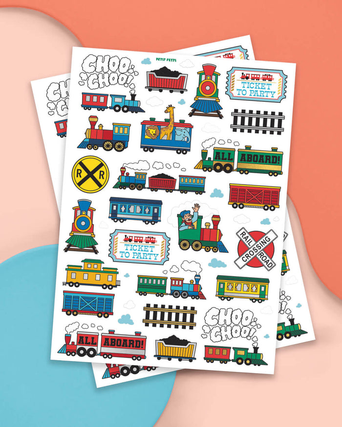 Train Temporary Tattoos - 48 metallic styles