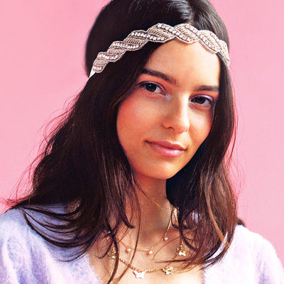 Mirror Ball Veil - silver beaded veil