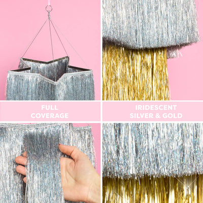 Starstruck Fringe Chandelier - silver + gold