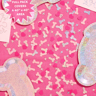 Penis Confetti - 200 pc pink + holographic confetti