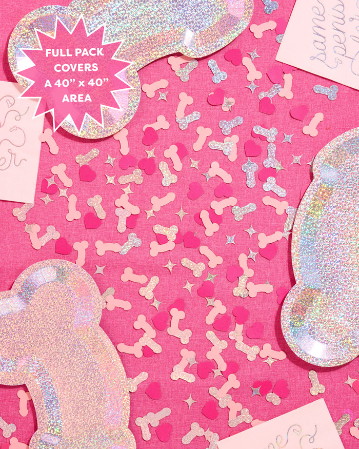 Penis Confetti - 200 pc pink + holographic confetti