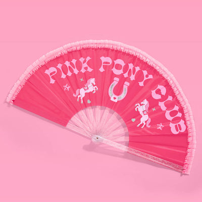 Pink Pony Club Fan - ruffled folding fan