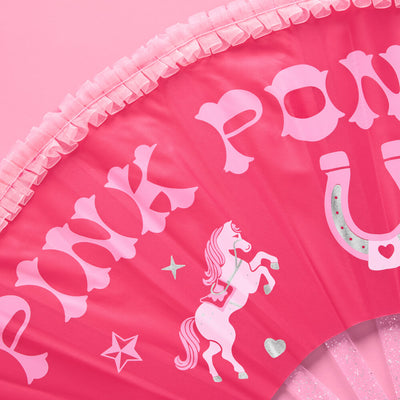 Pink Pony Club Fan - ruffled folding fan