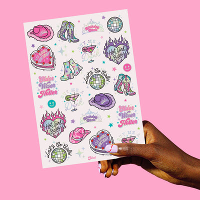 Shimmer Bday Girl Pack - banner, tats + tiara