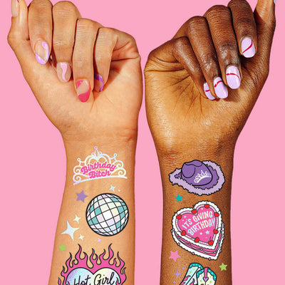 Shimmer Bday Girl Pack - banner, tats + tiara