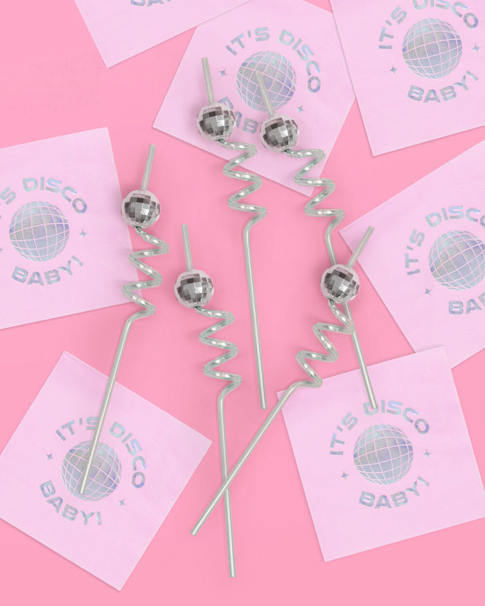 Disco Drinks Pack - disco straws + coasters