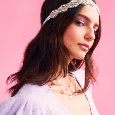 Mirror Ball Veil - silver beaded veil