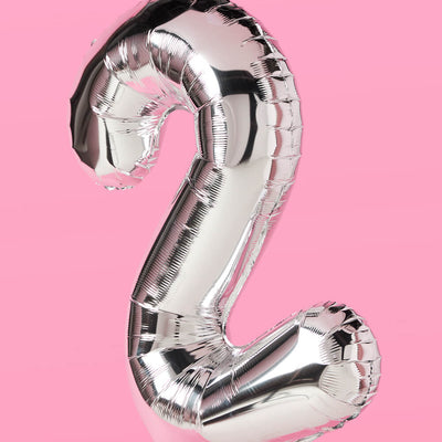 25 Number Balloons - 40" silver foil balloons