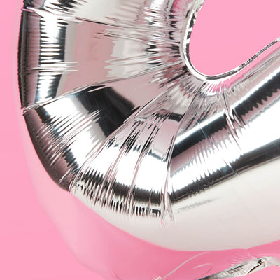 25 Number Balloons - 40" silver foil balloons