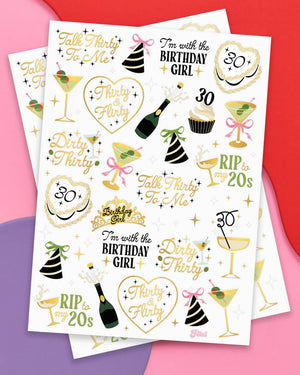 Dirty 30 Bday Tats - 50 temporary tattoos