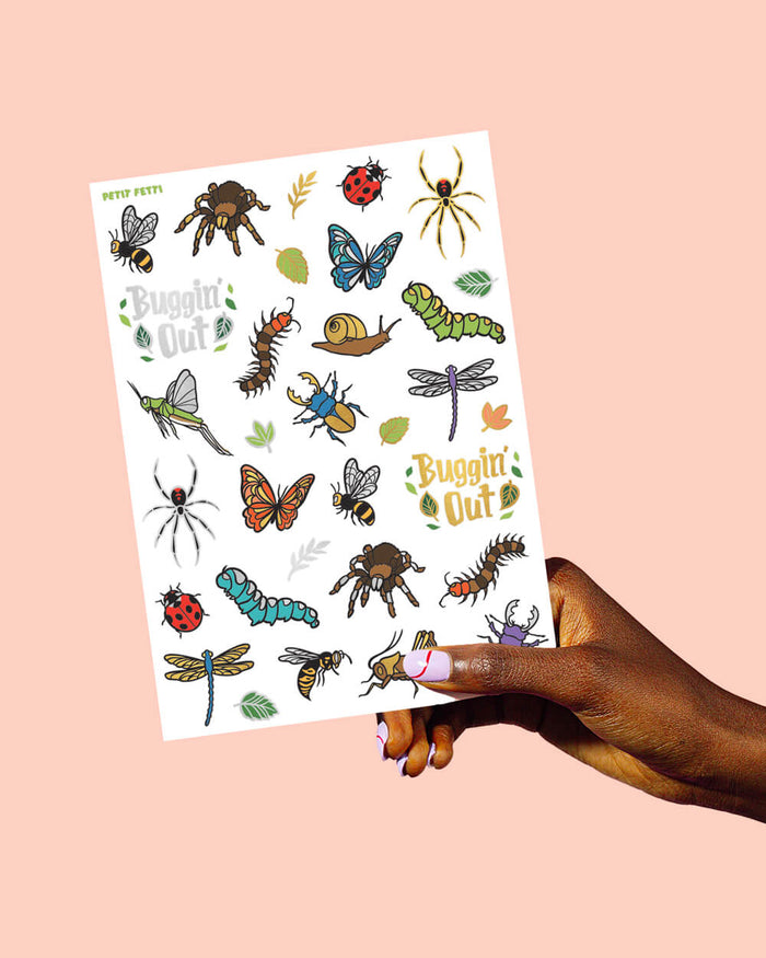 Buggin' Out Tats - 48 foil temporary tattoos