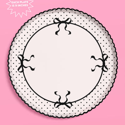 Little Black Bow Plates - 25 paper plates