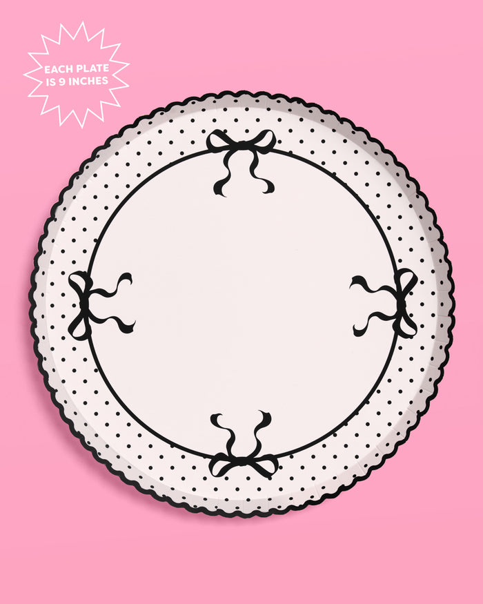Little Black Bow Plates - 25 paper plates