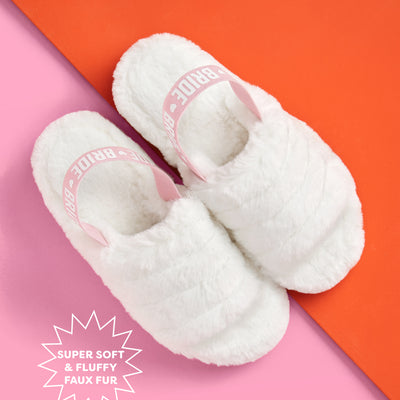Bride 2 Be Slippers - white fur slippers