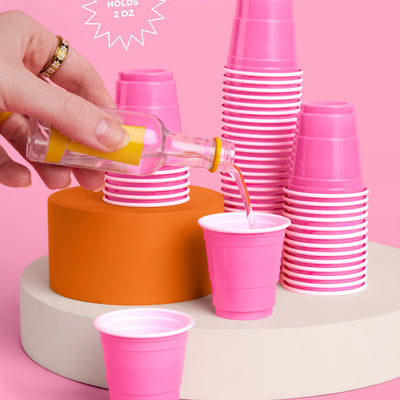 Baby Pink Shot Glasses - 50 plastic shot glasses