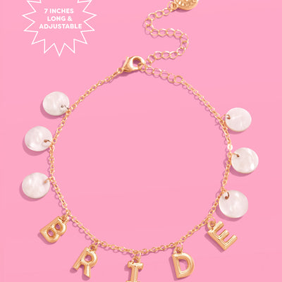 Bride Anklet - gold + mother of pearl discs