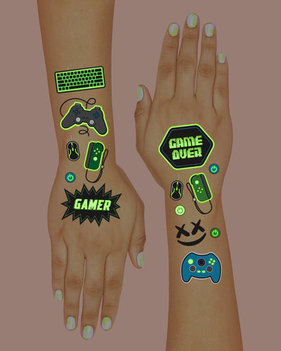 Level Up Glo Tats - 40 foil temporary tattoos