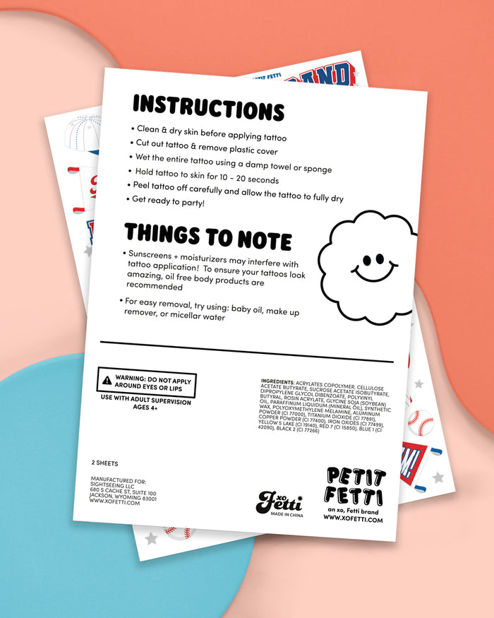 Home Run Tats - 25 temporary tattoos