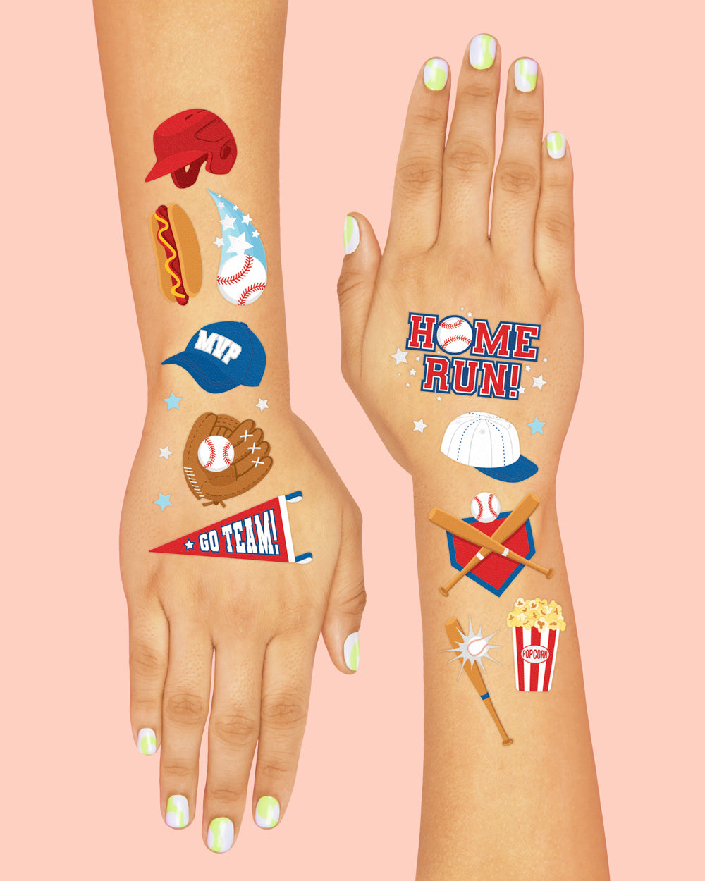 Home Run Tats - 25 temporary tattoos