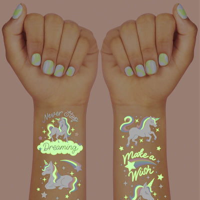 Unicorn Glo Tats - 46 foil temporary tattoos