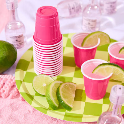 That's Hot Shots - 50 hot pink plastic cups
