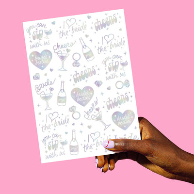 Bride's Besties Tats - 40 foil temporary tattoos