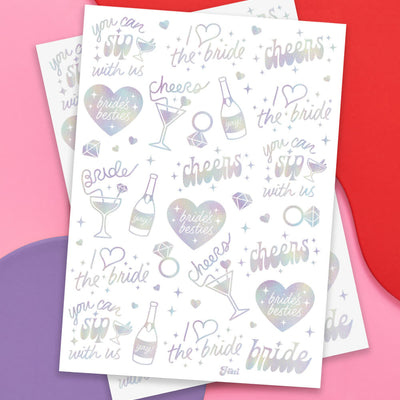 Bride's Besties Tats - 40 foil temporary tattoos