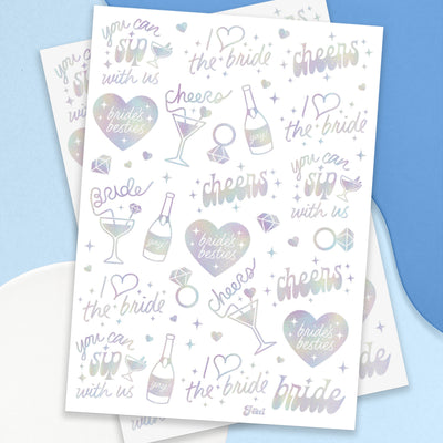 Bride's Besties Tats - 40 foil temporary tattoos