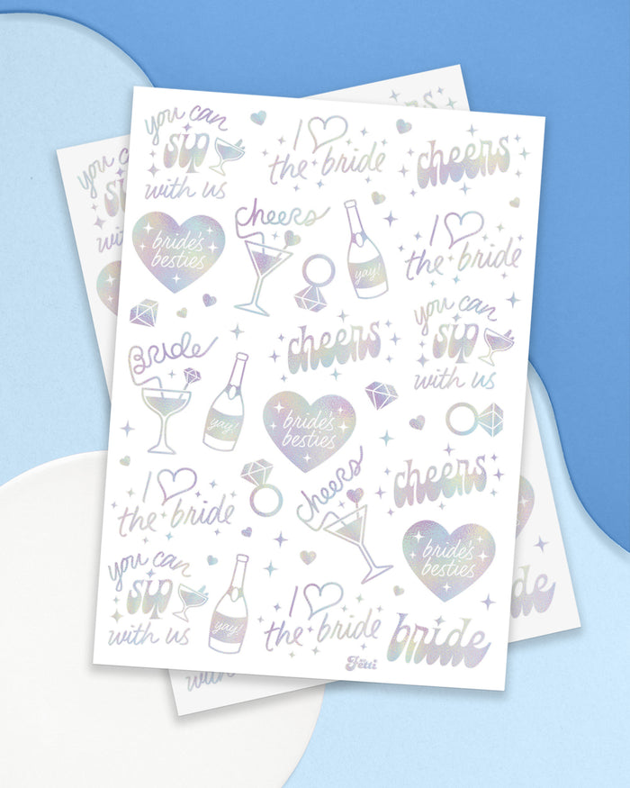 Bride's Besties Tats - 40 foil temporary tattoos