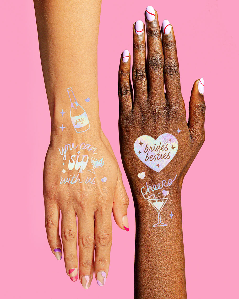 Bride's Besties Tats - 40 foil temporary tattoos