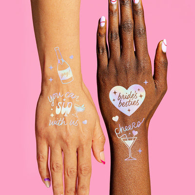 Bride's Besties Tats - 40 foil temporary tattoos