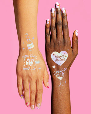 Bride's Besties Tats - 40 foil temporary tattoos