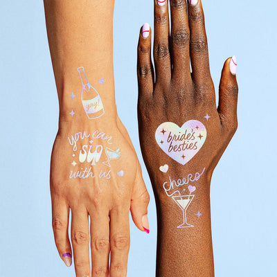 Bride's Besties Tats - 40 foil temporary tattoos