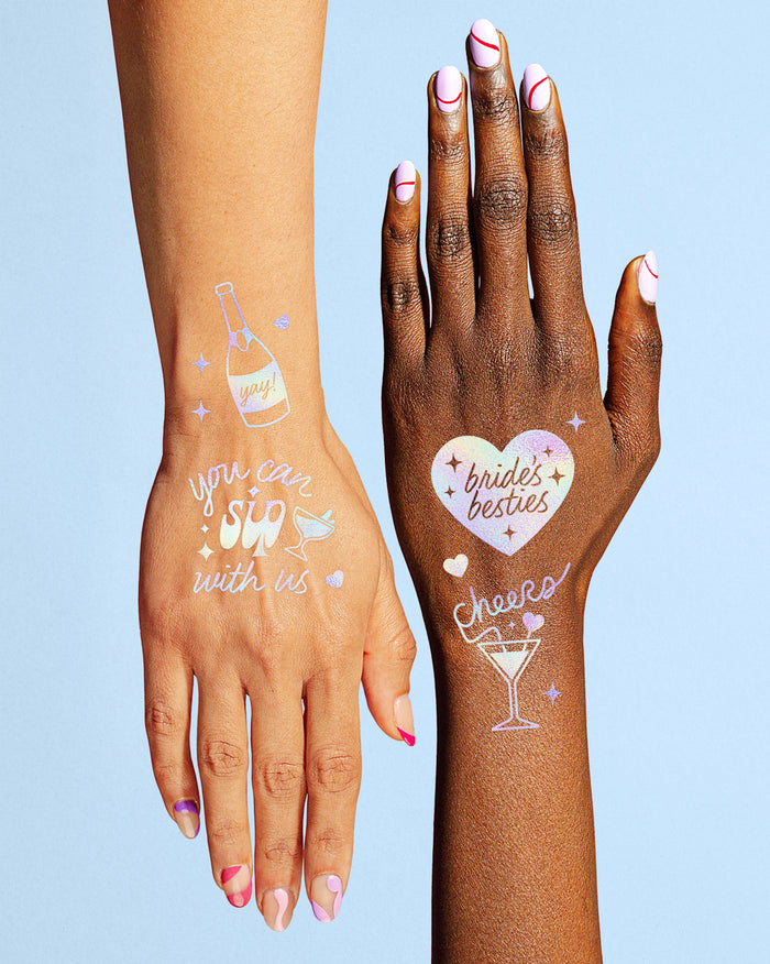 Bride's Besties Tats - 40 foil temporary tattoos