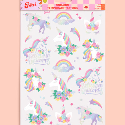 Unicorn Tats - 52 foil temporary tattoos