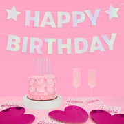 Star Girl Bday Banner - iridescent foil banner