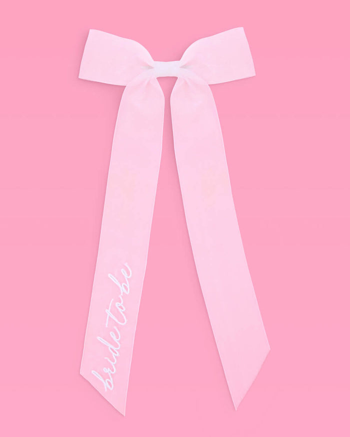Bride To Be Bow - white embroidered bow