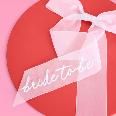 Bride To Be Bow - white embroidered bow