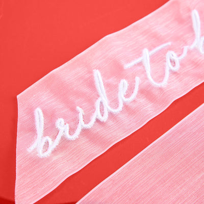 Bride To Be Bow - white embroidered bow