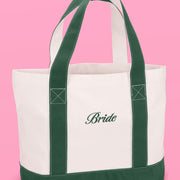 Bride Boat Tote - embroidered cotton tote